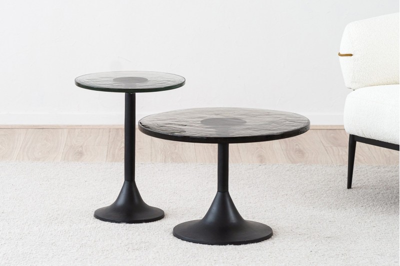 TULIP SIDE TABLES: BLACK AND GLASS | VP Interiorismo